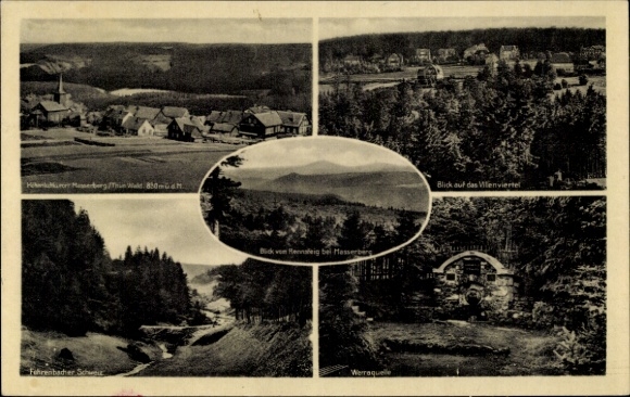 Postcard Masserberg in Thuringia, Rennsteig, Panorama