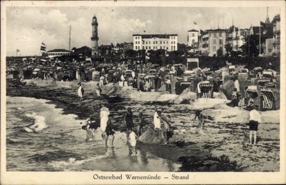 Postcard Ostseebad Warnemünde Rostock, beach
