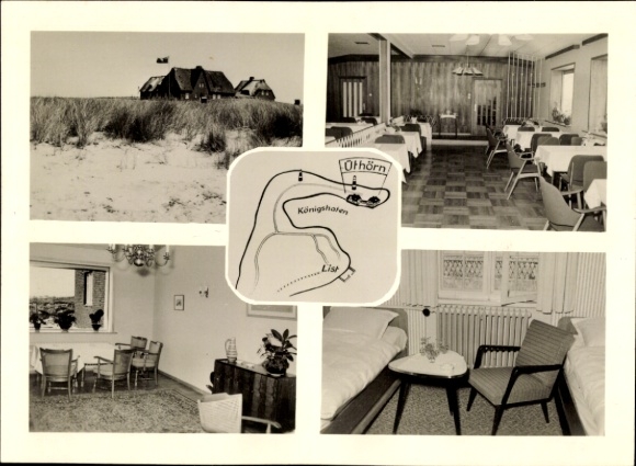 foto Ak North Sea resort List op Sylt, wijnbar Uthörn, binnenaanzicht, strand
