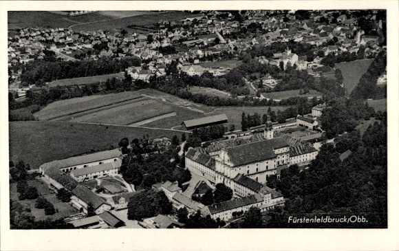 Postcard Fürstenfeldbruck in Upper Bavaria, aerial photograph