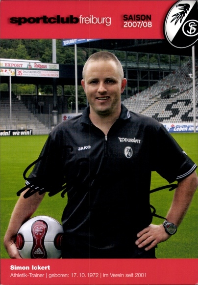 Autogrammkarte Athletiktrainer Simon Ickert, SC Freiburg, Autogramm
