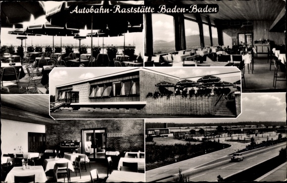 Postcard Baden Baden in the city district, Sandweier, Autobahn rest stop, Alfred Erath