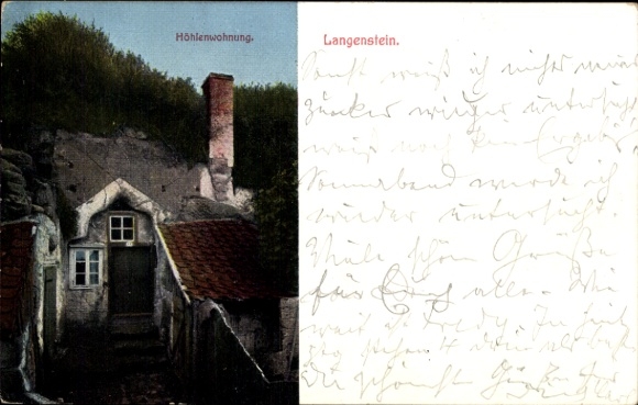 Postcard Langenstein Halberstadt in the Harz, cave dwelling