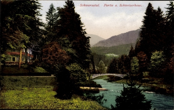 Postcard Schwarzburg in Thuringia, Schweizerhaus in the Schwarzatal