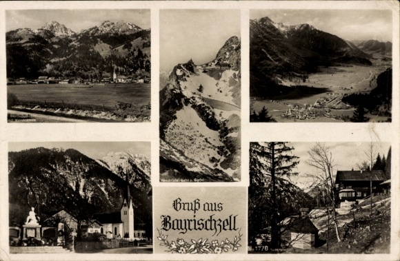 Postcard Bayrischzell in the Mangfall Mountains Upper Bavaria, panorama, partial view