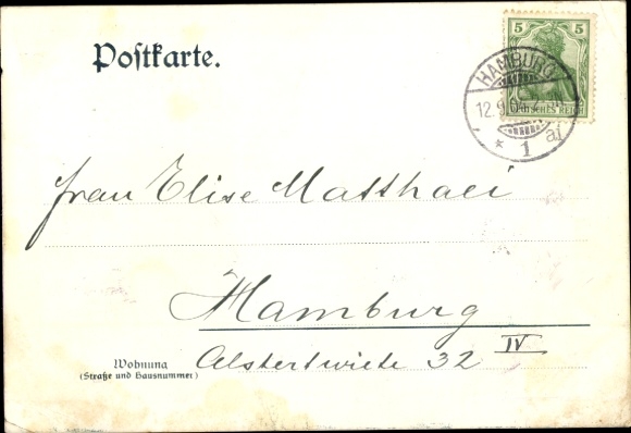 Artist Postcard Hamburg Altona, The Tattoo of Altona, Poem, Street Cleaner