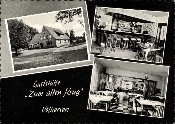 Postcard Völkersen in Lower Saxony, restaurant to the old jug, inside and outside