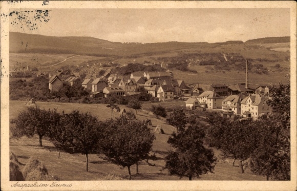 Postcard Neu Anspach im Taunus, town view, row of houses, rolling hills
