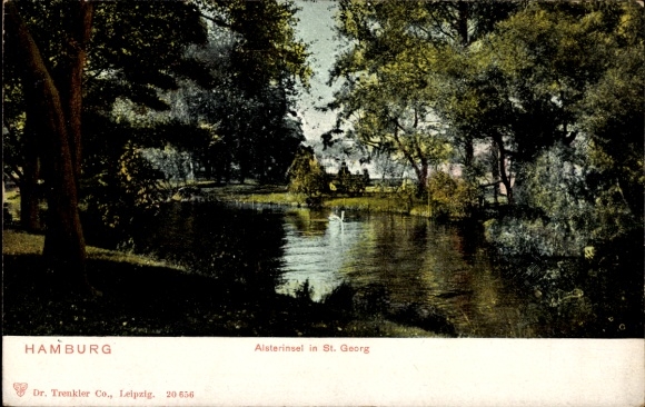PC Hamburg Mitte St. Georg, Alster Island in St. Georg, water, trees, nmotiv