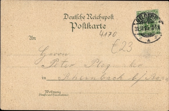 Litho Geldern am Niederrhein, Kirche, Rathaus, Pensionat der Schwestern unserer lieben Frau