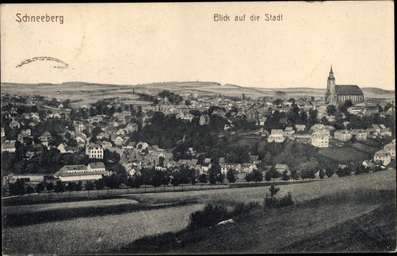 Postcard Schneeberg in the Ore Mountains, general view