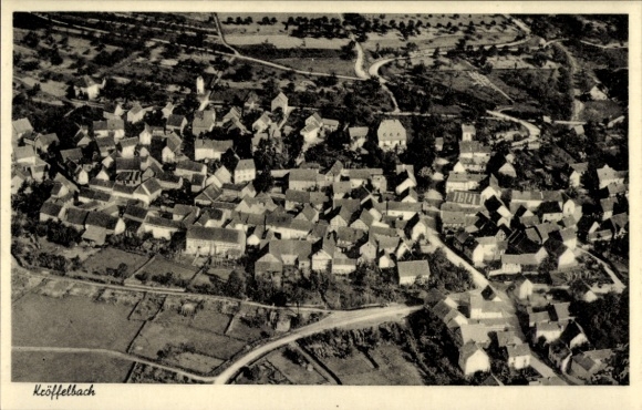 Postcard Kröffelbach Waldsolms in the Taunus Hesse, aerial view of many houses, rural surroundings