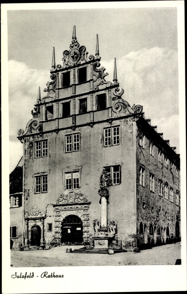 Postcard Sulzfeld am Main in the Kitzingen district, town hall