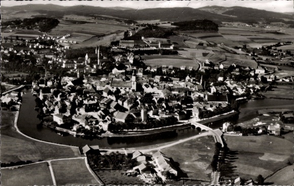 Postcard Cham in the Upper Palatinate, aerial photograph