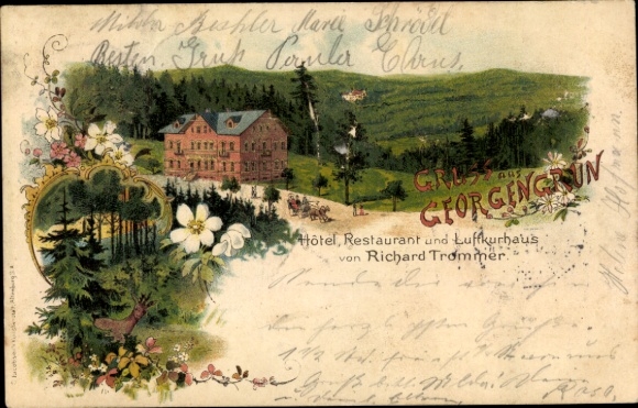 Chromo-Litho Georgengrün Auerbach in Vogtland, hotel and health resort by Richard Trommer
