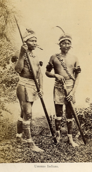 Amazone-district. Amazonië. Drie zeldzame originele etnografische foto's, omstreeks 1870