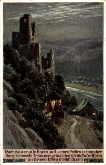 Lied Künstler Ak Hey, Paul, Volksliederkarte Nr. 97, Dort wo der alte Rhein mit seinen Wellen