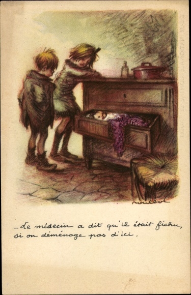 Artist Postcard Poulbot, Franciscque, The doctor said he was done