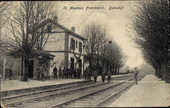 Ak Saint Masmes Marne, Bahnhof, Gleisseite