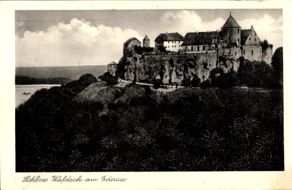 KP Waldeck am Edersee Hesja, Zamek Waldeck, krajobraz, architektura historyczna, Edersee