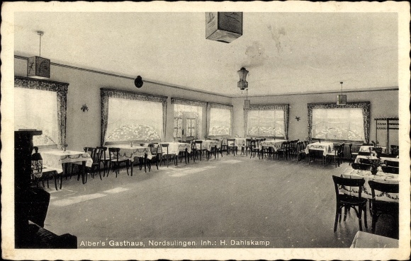 Postcard Nordsulingen Sulingen in Lower Saxony, Albers inn, hall