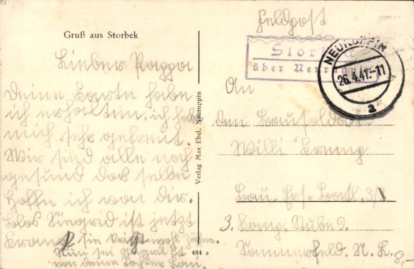 Ak Storbek Storbeck bij Neuruppin, Gasthof Paul Scherler, Heldenmonument 1914/18