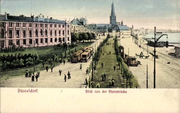 Ak Düsseldorf am Rhein, Große Ausstellung GeSoLei 1926, Blick von der Rheinbrücke, Straßenansicht