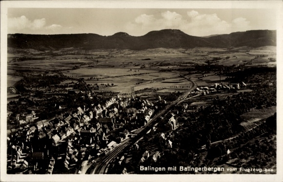 Postcard Balingen in Württemberg, aerial view of Batingerbergen, landscape, historical