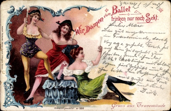 Chromo-Litho We ladies from the ballet only drink champagne, dancers