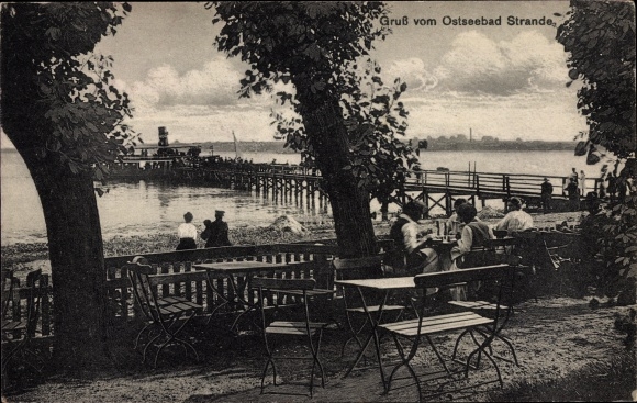 Ak Ostseebad Strande in Sleeswijk-Holstein, terras, pier