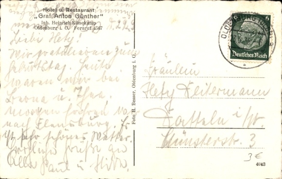 Postcard Oldenburg in Holstein, Hotel Graf Anton Günther, Restaurant, Interior shot, Table decoration
