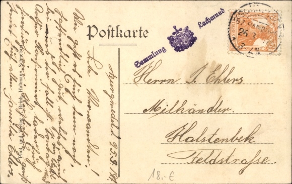 Postcard Hamburg Eimsbüttel Schnelsen, cement stone factory and Villa wahling