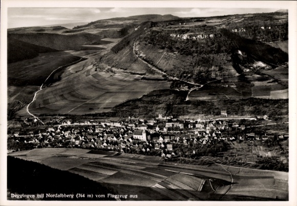 Postcard Deggingen in Württemberg, aerial photograph, Nordalbberg