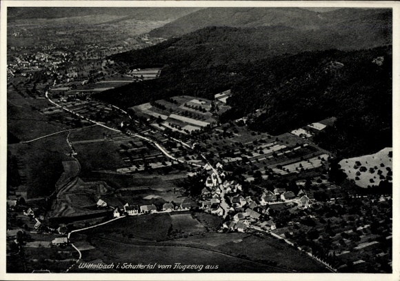 Ak Wittelbach Seelbach im Schuttertal Schwarzwald Baden, Luftaufnahme von  Schullertal, Landschaf