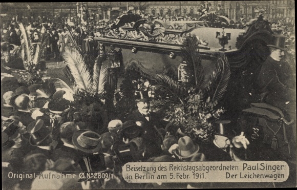 PC Berlin, funeral of Paul Singer, member of the Reichstag, February 5, 1911, hearse