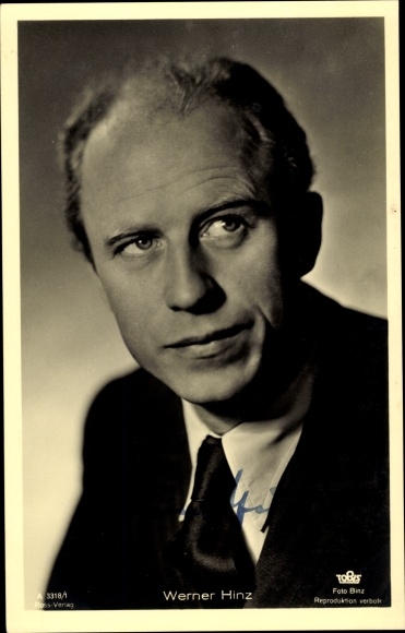 Ak Schauspieler Werner Hinz, Portrait, Ross 3318/1, Autogramm