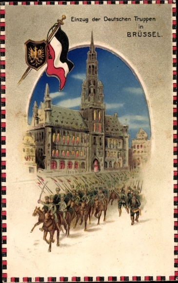 Stop counter light Chromo-Litho Bruxelles Brussels, entry of the German troops