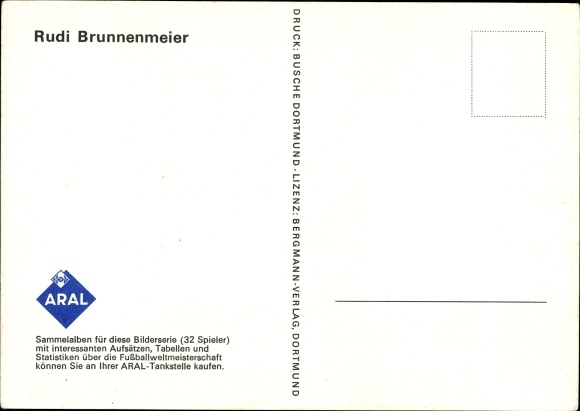 PC Rudi Brunnenmeier, TSV 1860 Munich, soccer player, portrait, Aral collection picture