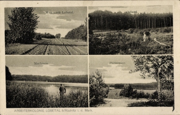 Postcard Workers' Colony Lobetal Bernau near Berlin, Odland, Mechesee, Plötzensee