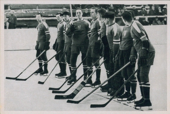 Collector's card Olympics 1936, US American ice hockey team