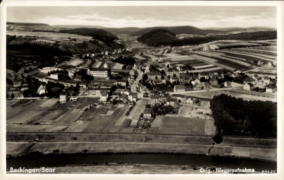 Postcard Beckingen in Saarland, aerial photograph