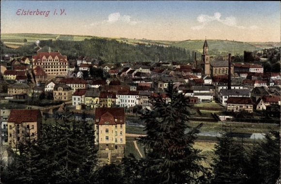 Ak Elsterberg im Vogtland, Blick auf den Ort mit Laurentiuskirche