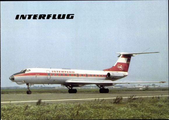 Postcard Tupolev Tu-134, Interflug, passenger plane