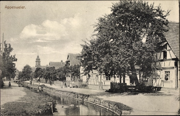 PC Appenweier BW, street section in town on the water, building