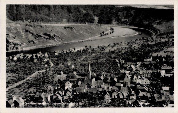Postcard Niederemmel Piesport on the Moselle, aerial photograph