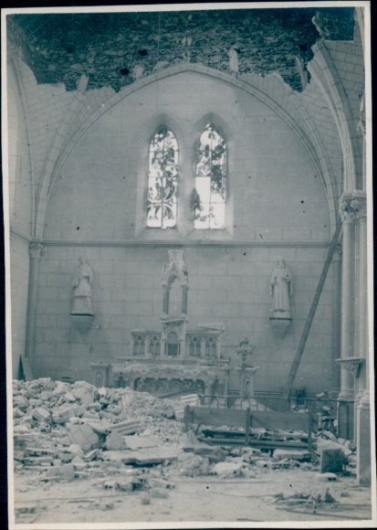 Photo Vulaines Seine et Marne, Destroyed Church, World War I