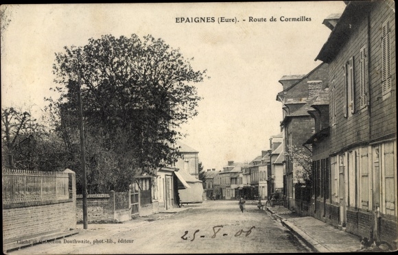 Postcard Epaignes Eure, Cormeilles Road