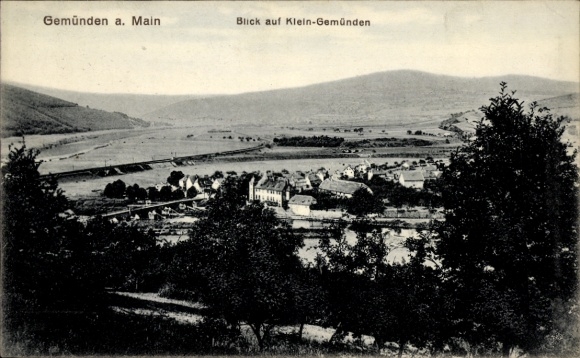 Postcard Gemünden am Main Lower Franconia, panoramic view of Klein-Gemünden