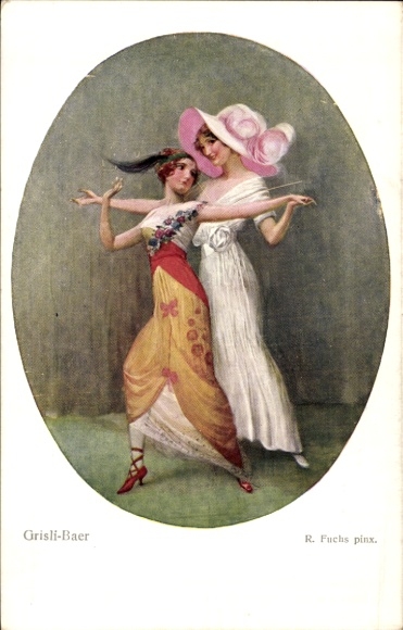 Artist Postcard Fuchs, R., Grisli Baer, dancing couple