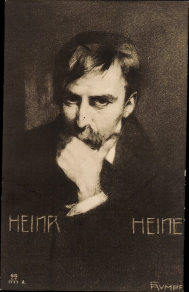 Kunstenaar Ak Rumpf, dichter Heinrich Heine, portret
